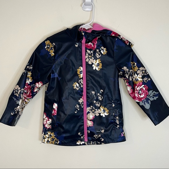 Joules Other - Joules Fleece Lined Rain Coat Jacket Raindance Camfloral Print Navy Pink 6 NWT